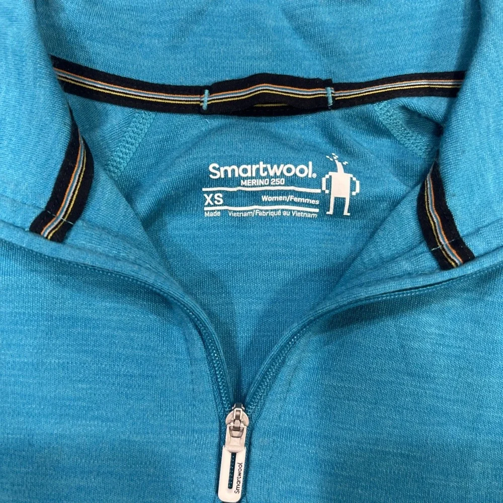 SmartWool 100% Merino Wool Women's Quarter Zip Sweater Blue Size XS - Picture 3 of 8